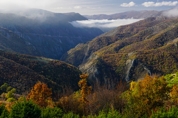 View from Vodno mountain towards Matka canyon and the Suva mountain peaks in North Macedonia
