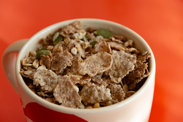 cup with seed cereal morning breakfast