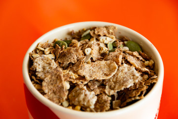 cup with seed cereal morning breakfast