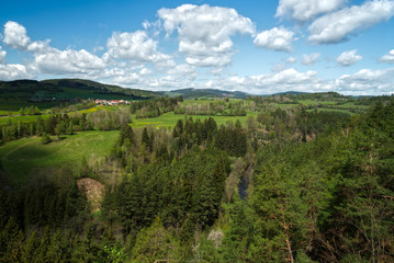 Fototapeta na wymiar Typical landscape in Czech Republic in summer aerial view with nice weather