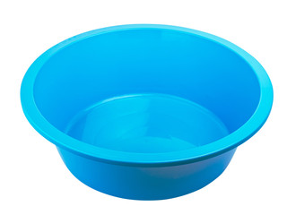 blue plastic bowl