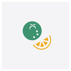 Obraz premium Orange concept 2 colored icon. Isolated orange and green Orange vector symbol design. Can be used for web and mobile UI/UX