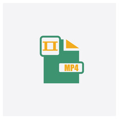 Mp4 concept 2 colored icon. Isolated orange and green Mp4 vector symbol design. Can be used for web and mobile UI/UX