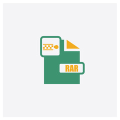 Rar concept 2 colored icon. Isolated orange and green Rar vector symbol design. Can be used for web and mobile UI/UX