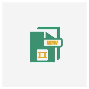 Wmv concept 2 colored icon. Isolated orange and green Wmv vector symbol design. Can be used for web and mobile UI/UX
