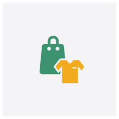 Shopping bag concept 2 colored icon. Isolated orange and green Shopping bag vector symbol design. Can be used for web and mobile UI/UX