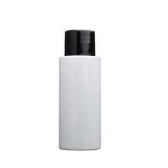 plastic white bottle with black cap