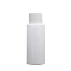 plastic white bottle with black cap