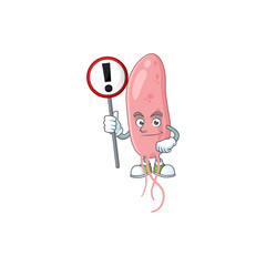 A picture of vibrio cholerae cartoon character concept holding a sign
