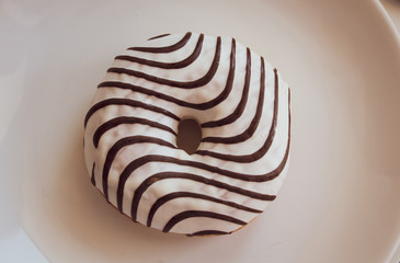 sweet glazed donut with chocolate  