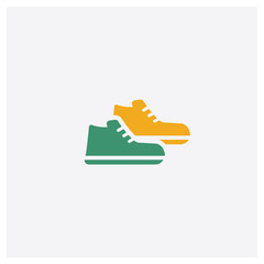 Sneakers concept 2 colored icon. Isolated orange and green Sneakers vector symbol design. Can be used for web and mobile UI/UX