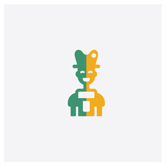 Farmer concept 2 colored icon. Isolated orange and green Farmer vector symbol design. Can be used for web and mobile UI/UX