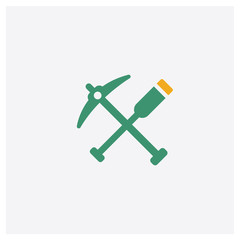 Digging Bar concept 2 colored icon. Isolated orange and green Digging Bar vector symbol design. Can be used for web and mobile UI/UX