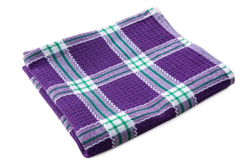 purple bright checkered thin dish towel in the kitchen
