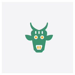 Cow concept 2 colored icon. Isolated orange and green Cow vector symbol design. Can be used for web and mobile UI/UX