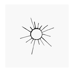 
Sun, summer heat. Vector illustration in doodle style. Isolated object on a white background.