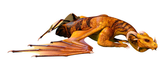3D Rendering Fairy Tale Dragon on White