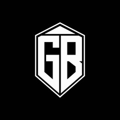 GB logo monogram with emblem shape combination tringle on top design template - obrazy, fototapety, plakaty