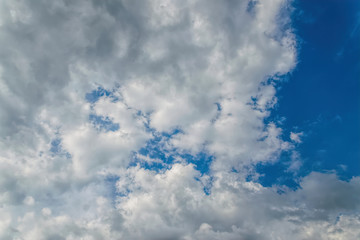 Natural background. Gray and blue spring stormy clouds	