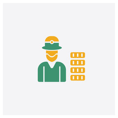 Leprechaun concept 2 colored icon. Isolated orange and green Leprechaun vector symbol design. Can be used for web and mobile UI/UX