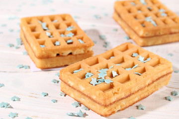 Vienna waffles with turquoise stars