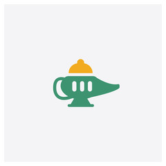 Fototapeta premium Magic lamp concept 2 colored icon. Isolated orange and green Magic lamp vector symbol design. Can be used for web and mobile UI/UX