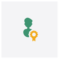 Employee concept 2 colored icon. Isolated orange and green Employee vector symbol design. Can be used for web and mobile UI/UX