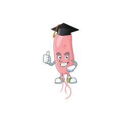 Mascot design concept of vibrio cholerae proudly wearing a black Graduation hat