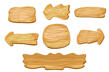 Cartoon wooden round boards signs and pointers. Western style information