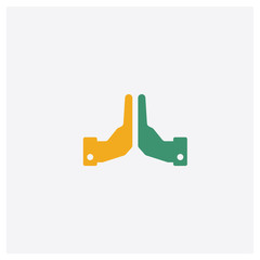 Hands concept 2 colored icon. Isolated orange and green Hands vector symbol design. Can be used for web and mobile UI/UX