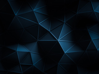 Low polygonal dark abstract background, minimalist design - 3D rendering.