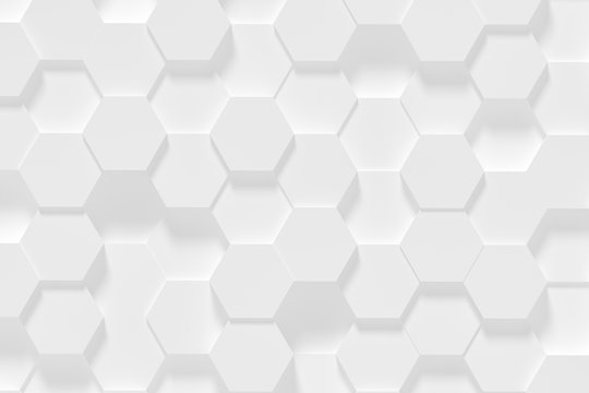 Hexagonal white abstract background - 3d abstract hexagons rendering.