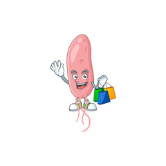 cartoon character concept of rich vibrio cholerae with shopping bags