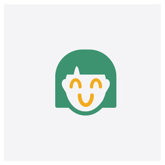 Happy concept 2 colored icon. Isolated orange and green Happy vector symbol design. Can be used for web and mobile UI/UX