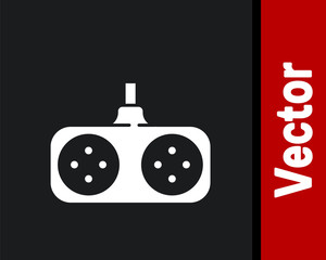 White Gamepad icon isolated on black background. Game controller. Vector Illustration
