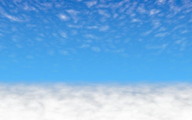 Blue sky background with white clouds. Cumulus white clouds in the clear blue sky in the morning. 3D illustration