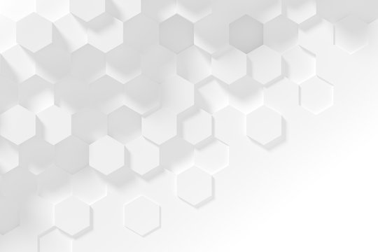 Hexagonal white abstract background - 3d abstract hexagons rendering.