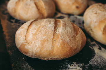 Baked bread at the bakery the bakery
