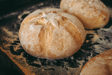 Baked bread at the bakery the bakery