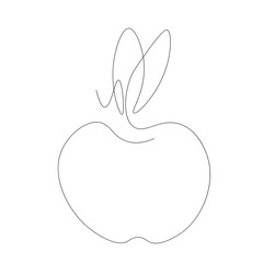 Apple fruit silhouette line drawing, farm design vector illustration