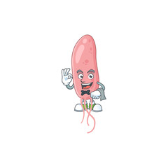 A vibrio cholerae waiter cartoon character ready to serve