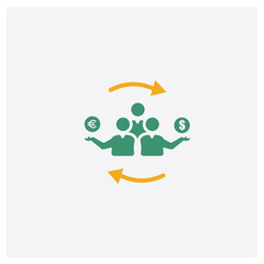 Group concept 2 colored icon. Isolated orange and green Group vector symbol design. Can be used for web and mobile UI/UX