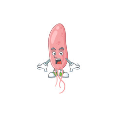 A cartoon design of vibrio cholerae showing an amazed gesture