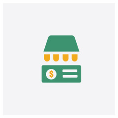 Market concept 2 colored icon. Isolated orange and green Market vector symbol design. Can be used for web and mobile UI/UX