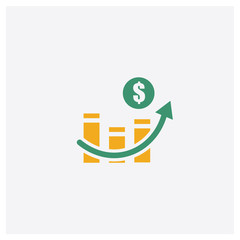 Growth concept 2 colored icon. Isolated orange and green Growth vector symbol design. Can be used for web and mobile UI/UX