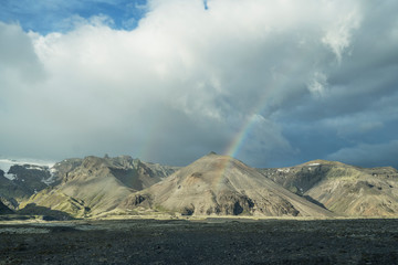 Rainbow over Icelandic glacier