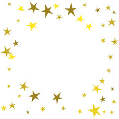 Golden cute hand drawn stars. Abstract vector background with yellow starry.
