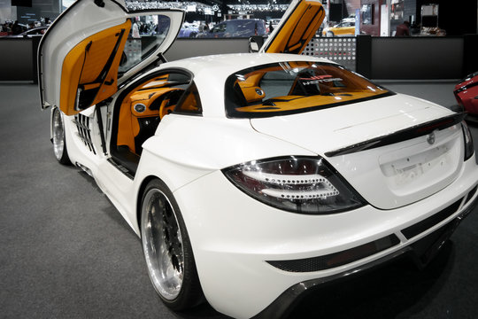 Modified white Mercedes Benz by FAB DESIGN with beautiful brown interior | Car show with rare cars displayed | AMG | Dubai Motor Show