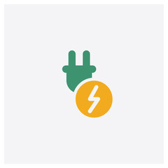 Obraz premium Plug concept 2 colored icon. Isolated orange and green Plug vector symbol design. Can be used for web and mobile UI/UX