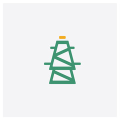 Electric station concept 2 colored icon. Isolated orange and green Electric station vector symbol design. Can be used for web and mobile UI/UX